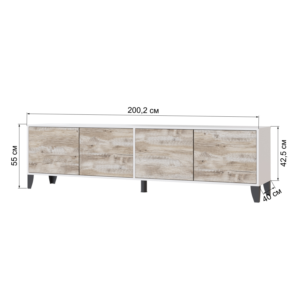 Тумба ТВ Парус 11_белый_дуб юкон_с опорами копия