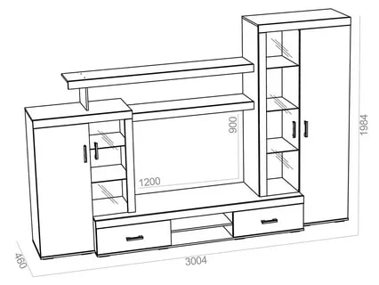 ГОСТИНАЯ ИНСТАЙЛ ЦЕНТРАЛЬНАЯ СЕКЦИЯ (ЦС-02) размеры