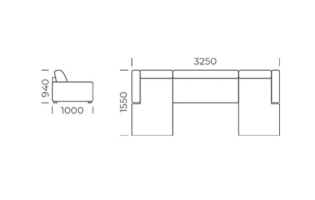 Диван Каролина-3 П-образный размеры