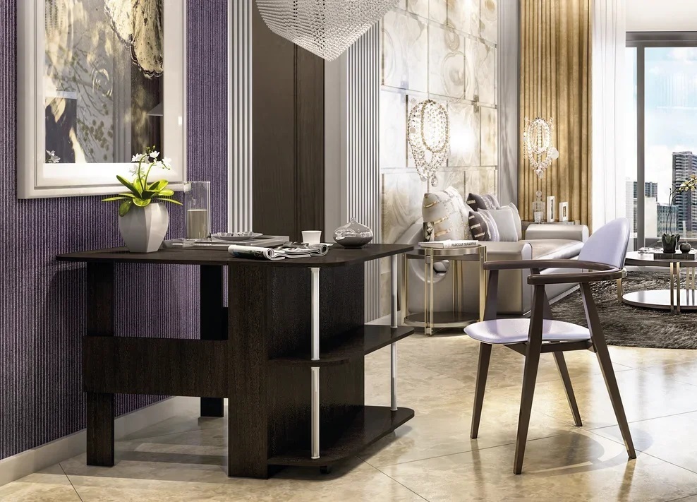 Стол-книга Бабочка венге в интрьере